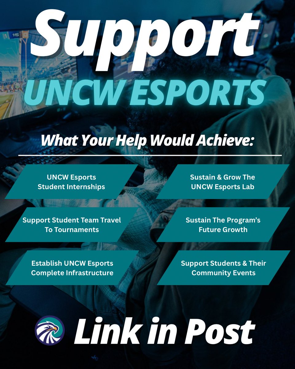 uncwesports's tweet photo. Help UNCW esports thrive by checking out the link below. We’re passionate about providing students with real-world experience and growth opportunities in esports.

https://t.co/mCrXnxLWUV https://t.co/AwFMyJFfjQ