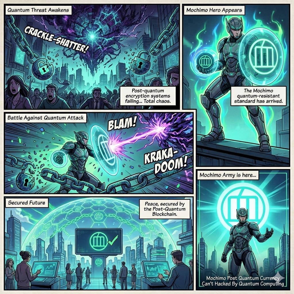 MochimoArmy's tweet photo. Mochimo Hero Appears 
This illustrates: Mochimo is designed from the ground up to be quantum resistant @mochimocrypto Using: 
• WOTS+ (Quantum Resistant Signature) 
• XMSS / Hash-based cryptography
#PostQuantum https://t.co/lW0VEK50B7