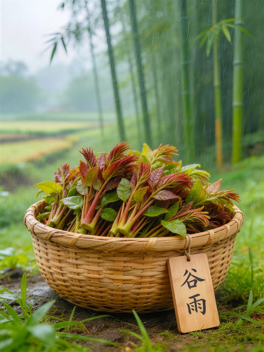 二十四节气之谷雨︱春山谷雨前，并手摘芳烟。在中国南方，谷雨时节“采春茶”（芳烟），北方则有食香椿的习俗，亦称“吃春”。
#二十四节气 #中国传统文化 #谷雨