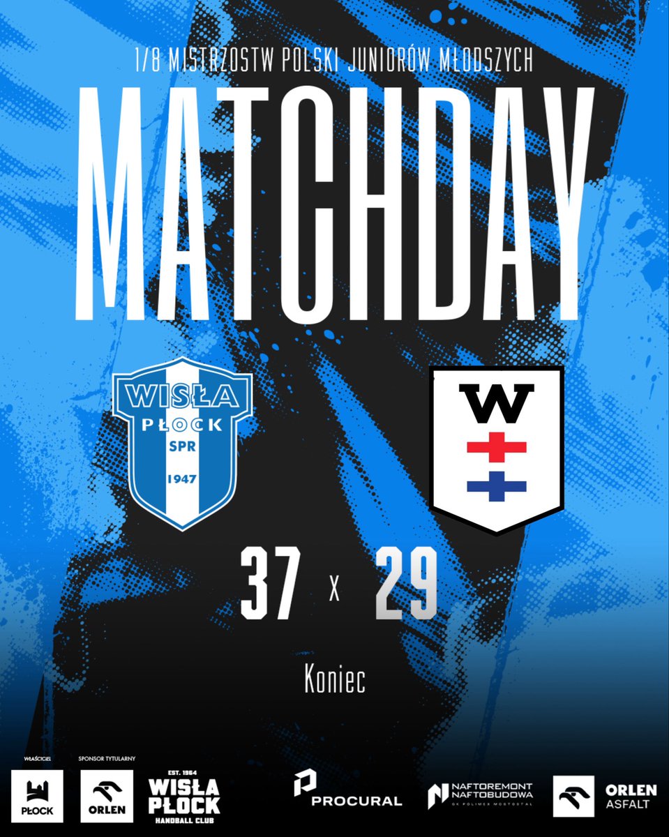 akademiaOWP's tweet photo. Drugie zwycięstwo w 1/8 Mistrzostw Polski! 🔵⚪🔵  

Juniorzy Młodsi ORLEN Wisła Płock pokonują Wybrzeże II Gdańsk 37:29. 💪  

Jutro ostatni mecz turnieju - zapraszamy do kibicowania Nafciarzom z trybun! 🔥 https://t.co/mdWerh9Rtu
