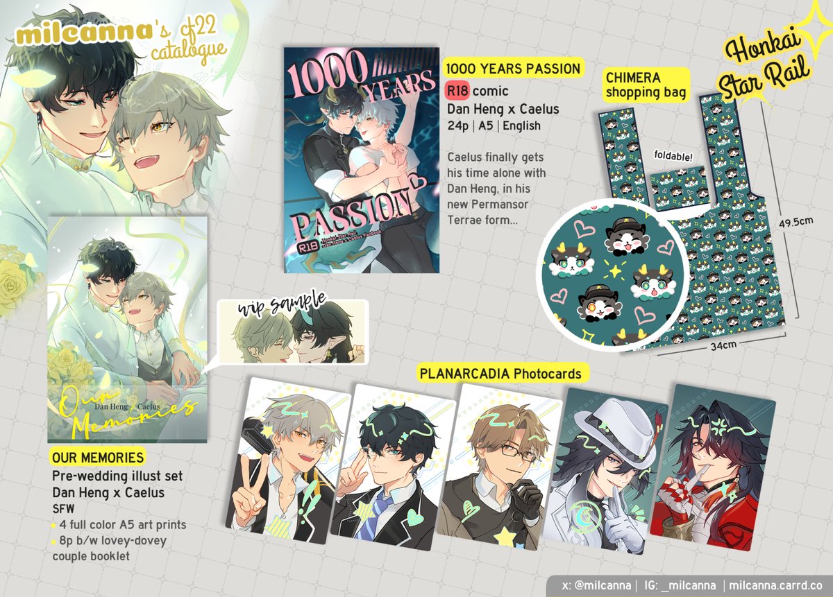 milcanna's tweet image. [💘+📷] 1/3
CF22 p0 + Giveaway!

to join: 
👉RT + bkm + follow
👉Comment ur fave chara + tag a friend
👉Prize: 1 holo tix or 2 PCs / 2 winners  

📅until 30 April
📍ots pick up &amp;amp; Intl shipping! 
💖Original BL, HSR, Umamusume 

🔗below
#comifuro22catalogue #cf22catalogue