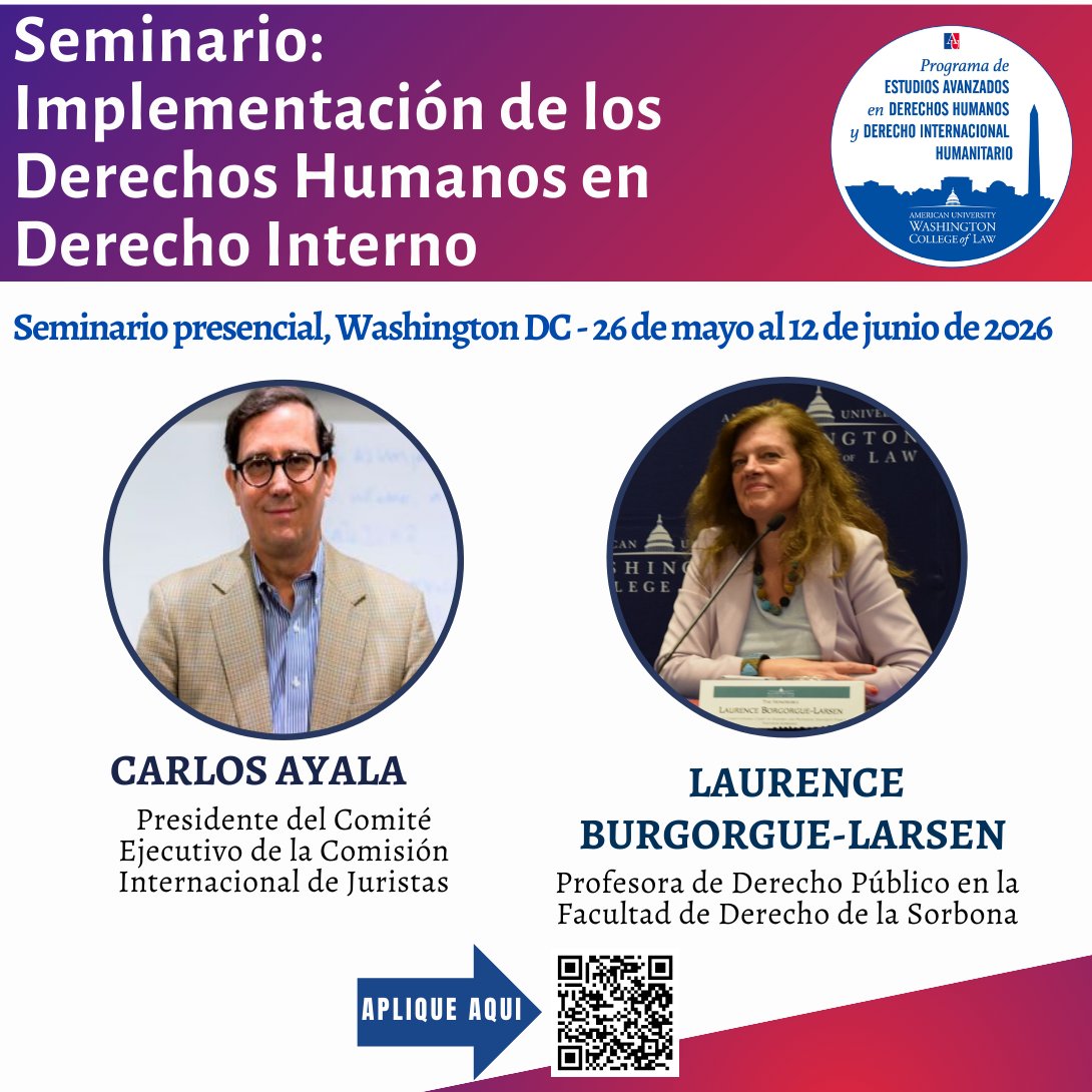 🚨 Conoce a los expertos del seminario “Implementación de los DD.HH. en el Derecho Interno”:

Carlos Ayala y Laurence Burgorgue-Larsen compartirán su experiencia en derecho internacional y tribunales de DD.HH.

Aplica ahora: bit.ly/4aHVyzu
 🚨