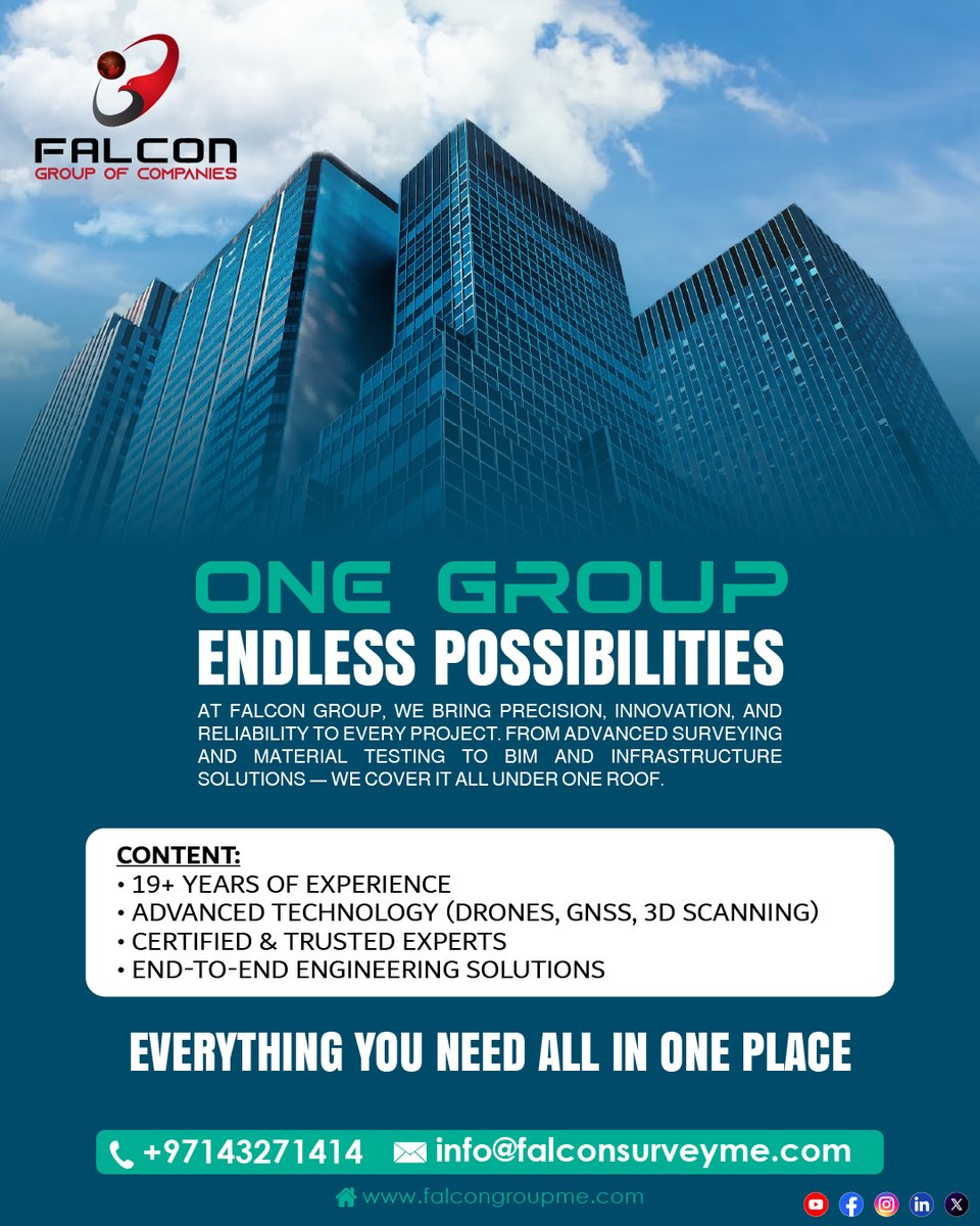 falcongroupuae's tweet image. Accuracy today saves costs tomorrow.
Our advanced surveying, testing, and digital engineering services ensure your project runs smoothly from start to finish.
#BuildBetter #EngineeringSolutions #UAEConstruction #falcongroup
