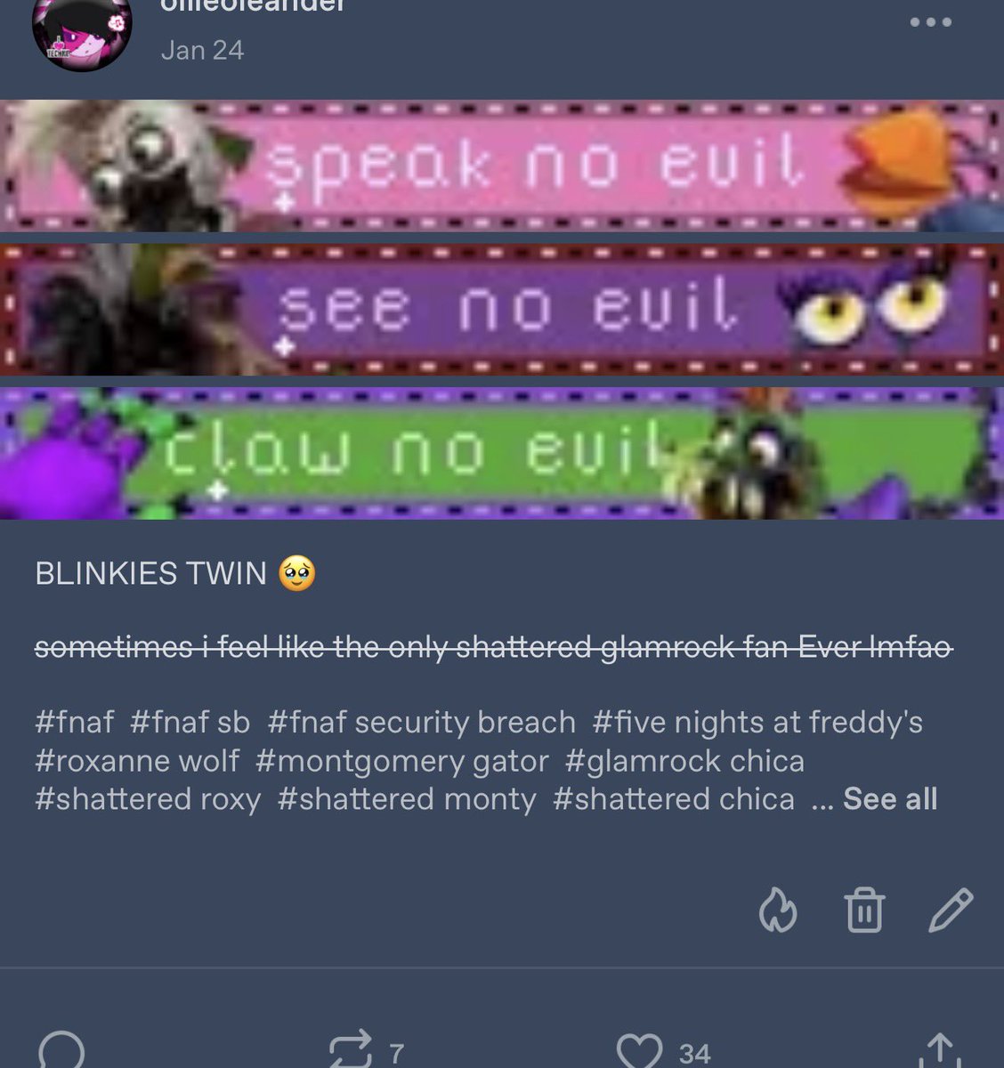 vistabubbles's tweet photo. @springylock hey! im the one who made the see no evil/claw no evil/speak no evil blinkies. (proof below) Respectfully, please take them off your carrd. thanks! https://t.co/YGr7nf7t5O