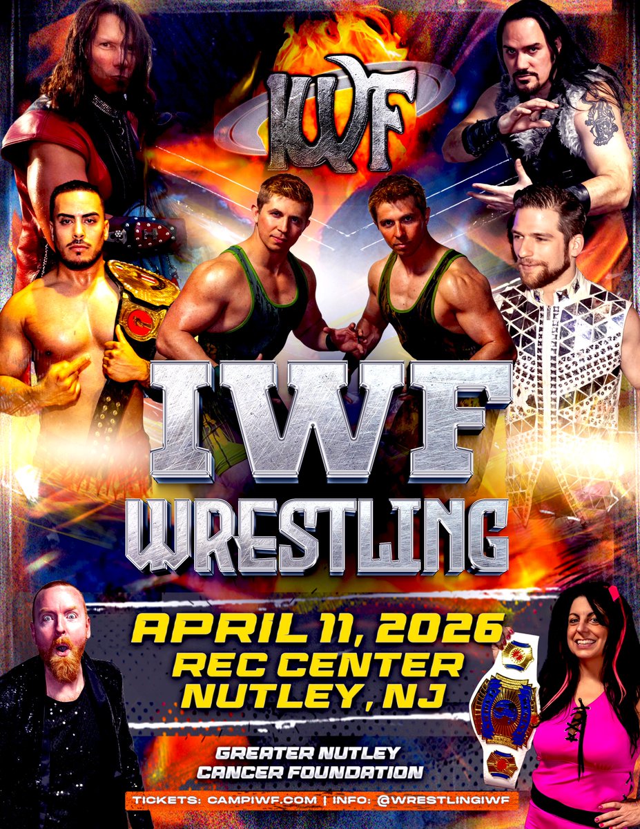 WrestlingIWF's tweet photo. TONIGHT 🚨 IWF: I WILL NOT BREAK presented by Ocean Beach Sales &amp; Rentals 🎟️ LIMITED TIX at https://t.co/GntUBlbaFH

📅 April 11, 2026
📌 Nutley Rec
🚗 Free Parking
🚪 Doors 6:30 PM
🤼‍♂️ Event 7:30 PM
👕 Merch Available
🥤 Concessions Available
💰💳 Cash, PayPal &amp; Venmo https://t.co/FAXYeFQPzN