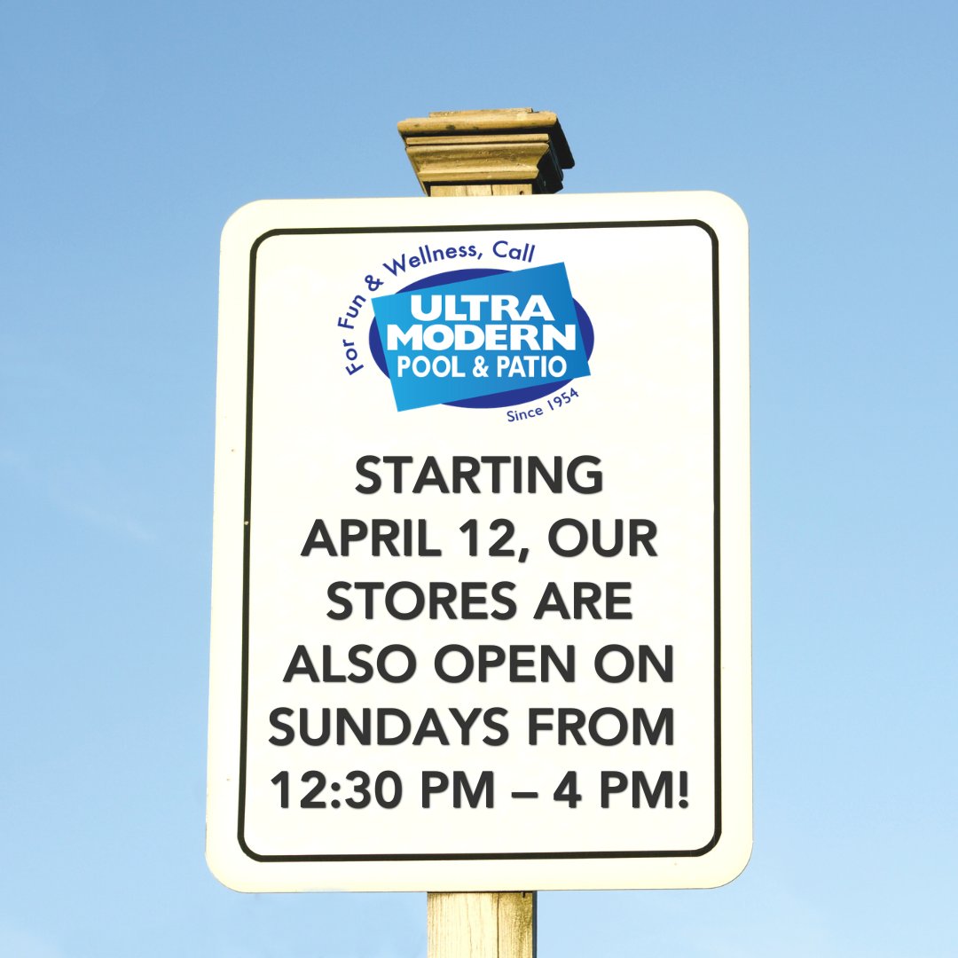 👀Guess what! Starting tomorrow, all three of our stores are open on Sundays! You know what that means...pool time is here! See you soon!