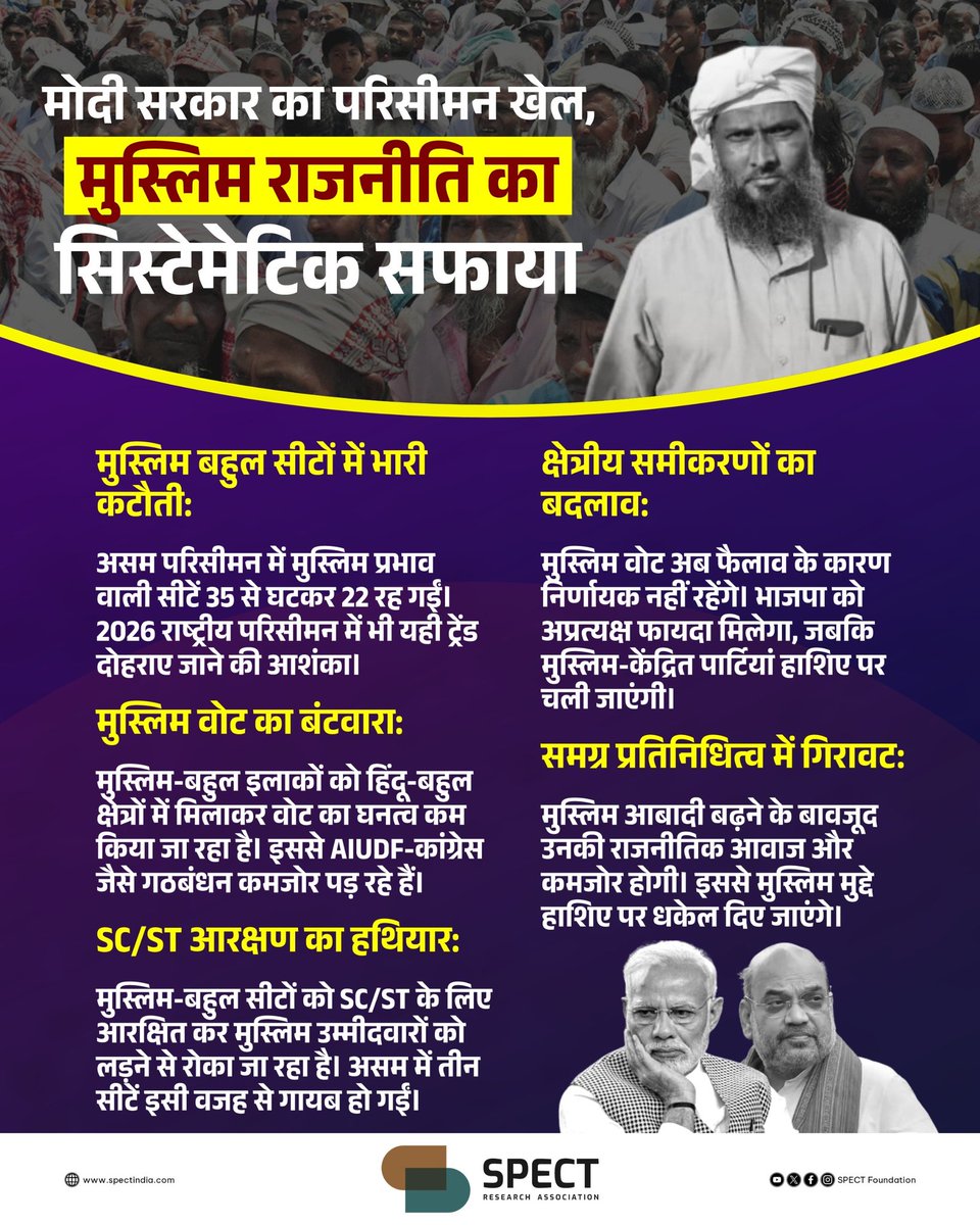 SPECTFoundation's tweet photo. भाजपा सरकार का परिसीमन खेल, मुस्लिम राजनीति का सिस्टेमेटिक सफाया।

पढ़िए! https://t.co/Ts01Azr27C