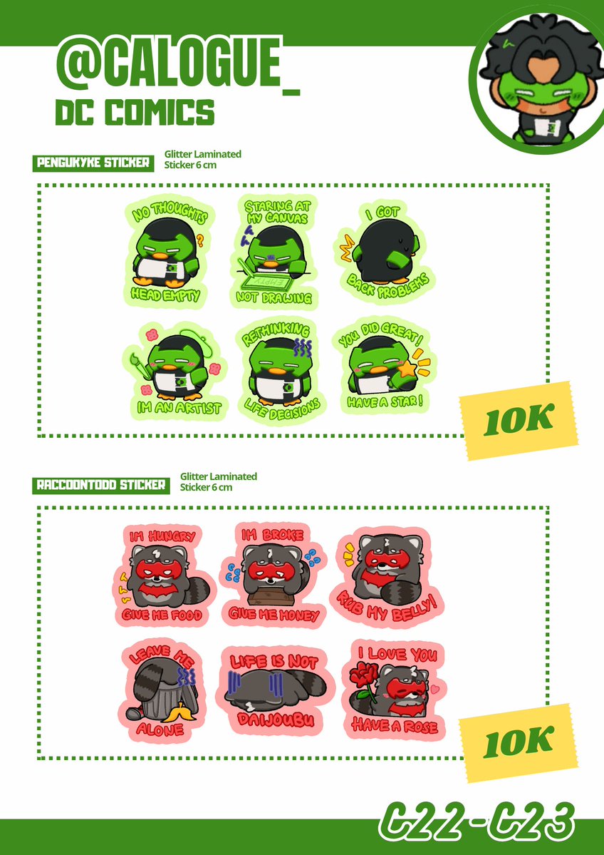 calogue_'s tweet image. [ ❤️ + 🔄 are appreciated ]

CALOGUE'S #COMIPARA6 OTS CATALOGUE!

📅 18-19 April 2026 
📍 Comipara 6 @ Jogja Expo Center
🎫 DIH SAINZ (C22-C23)
⭐ Fandom: DC COMICS

#Comipara6catalogue