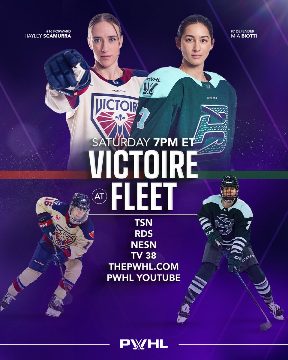 thepwhlofficial's tweet image. Start your weekend off right 🤩

Watch New York take on Minnesota at 1PM ET, followed by Ottawa facing Toronto at 2PM ET, and Montreal taking on Boston at TD GARDEN at 7PM ET!

NY/MIN
📺 New York: MSG2, My9
📺 Minnesota: FanDuel Sports Network North, Fox9+
📺 Canada: Sportsnet