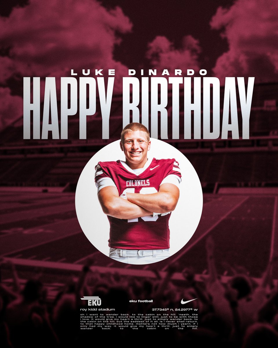 EKUFootball's tweet photo. Wishing Luke DiNardo a very happy birthday! 🎂

#E2W | #MatterOfPride https://t.co/eZXViYt9Vv
