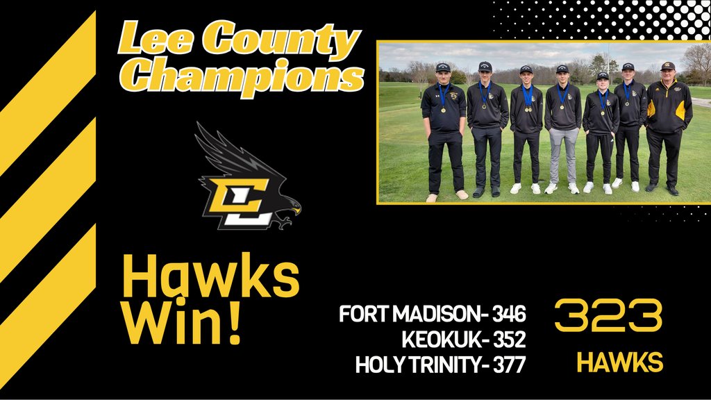 CentralLeeCSD's tweet photo. ⛳️ LEE COUNTY CHAMPIONS ⛳️

On Friday, our Boys Golf Team braved the cold and mist in the Lee County Golf Tournament to come out as champions. Individually, Caleb Larson was 1st place, scoring a 75, making it his second year in a row as champion. 

Congratulations, golfers! https://t.co/WIGoWnEORV