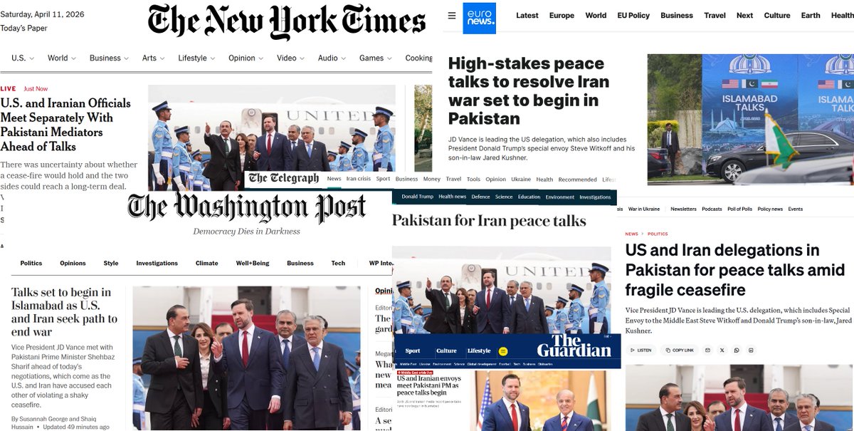 DanMir_musings's tweet photo. 🚨🚨🚨🚨🚨PAKISTAN ON THE FRONT PAGE OF GLOBAL MEDIA!🚨🚨🚨🚨🚨

Pakistan's Islamabad Accord has been the leading story of all major news platforms including The New York Times, The Washington Post, The Telegraph, The Guardian, Politico etc.