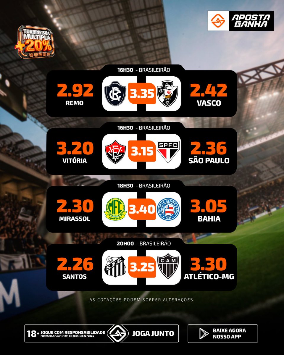 apostaganhabet_'s tweet image. Sábado é dia de Brasileirão… e de oportunidade 💰

Tem Grenal, tem Neymar, tem o São Paulo cheio de desfalques e tem odd boa pra quem sabe ler o jogo 👀

📲 Vem jogar junto e aproveita o +20%! 

Jogue com Responsabilidade 🔞

 #Brasileirão #Odds #grenal #neymar
