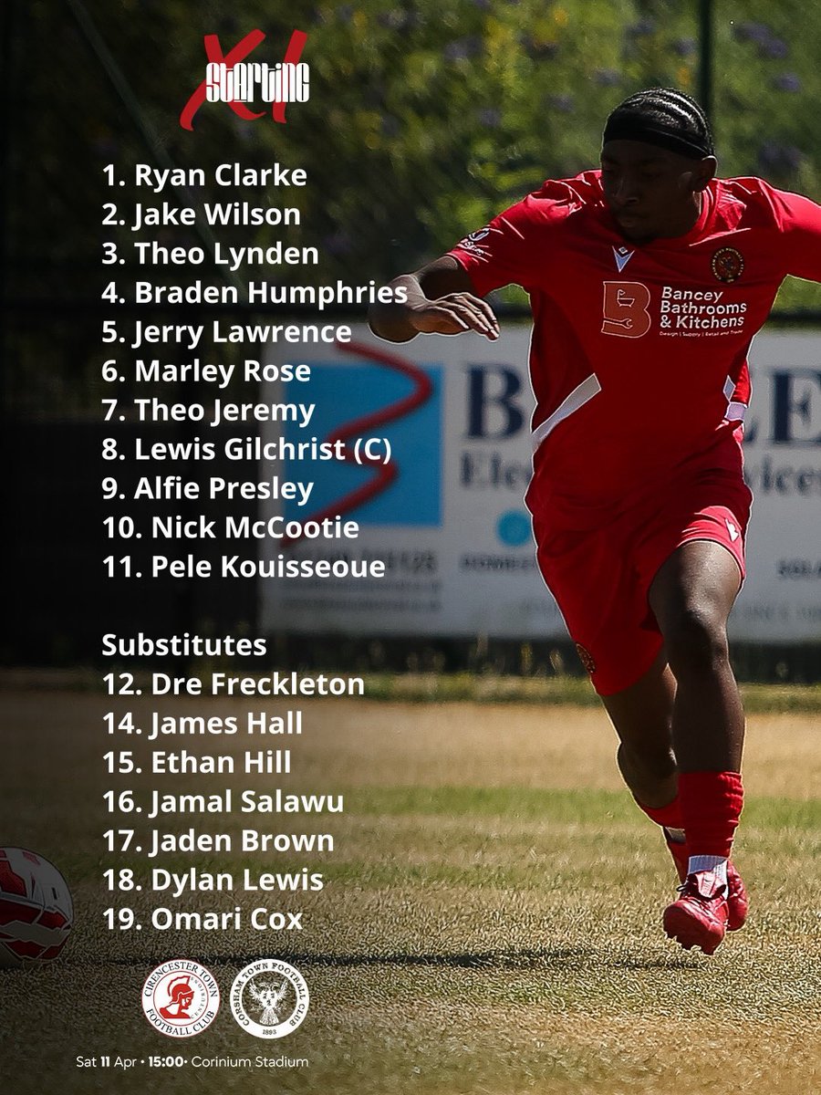 CorshamTownFC's tweet photo. Here’s how we line up 🔴⚪️🔴
A few changes for this week see Marley Rose back in the starting XI and Dylan Lewis back on the bench.
Team is picked
Warm ups underway
Let’s go you quarryman
#startingxi #corsh #quarrymen #letsgo #biggame https://t.co/FyCMdGqByT