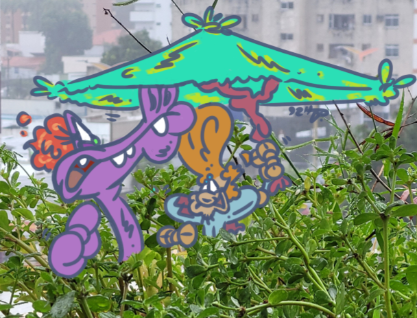 Fairo: "COMO você fez um guarda-chuva de bambu usando folha de mangueira?"

#CavaleiroTrapalhão: "Você não sabe tudo sobre mim."

Improvisos! ☔️

Fairo: "How did you do a bamboo umbrella with mango tree leaves?"

#bumblingknight "You don't know everything about me".

Improvise!🌧