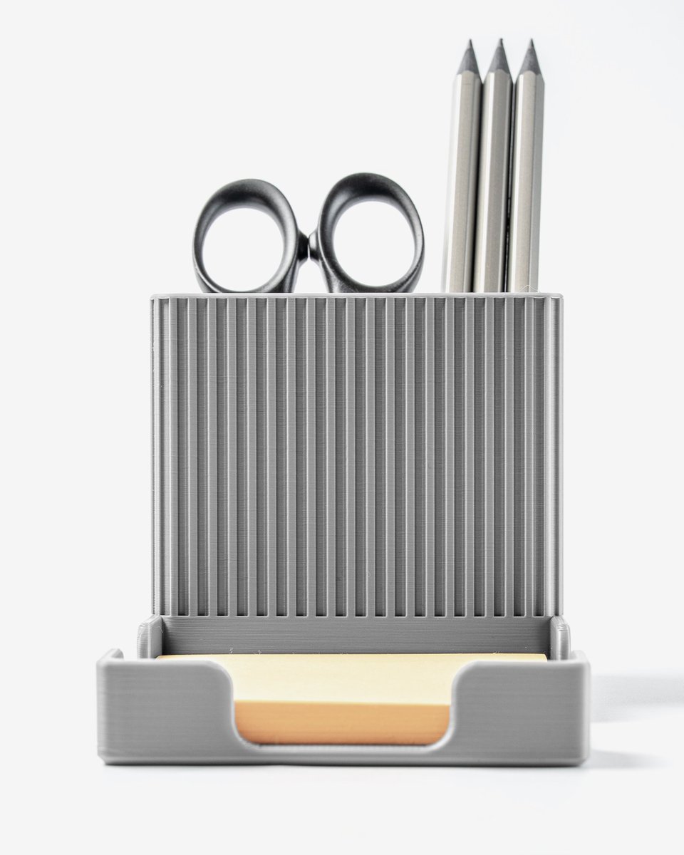 BamingoDesign's tweet photo. - A ribbed desk organizer designed to keep sticky notes and pens in one clean place.
- #3DPrinting #DeskAccessories https://t.co/paHN5bm9Ac