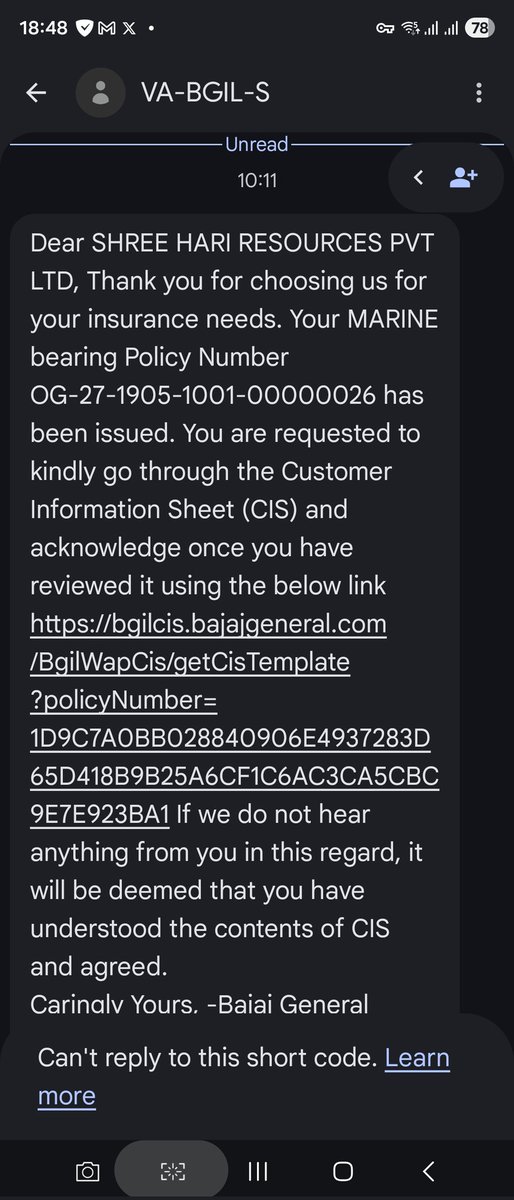asjatu's tweet photo. Dear @bajajgeneral who is this person and why i am receiving this messages... I don't have any policy with you nor i have applied for the same... Kindly contact the right person and remove my number from this... Thanks https://t.co/MIT4fCYmCh
