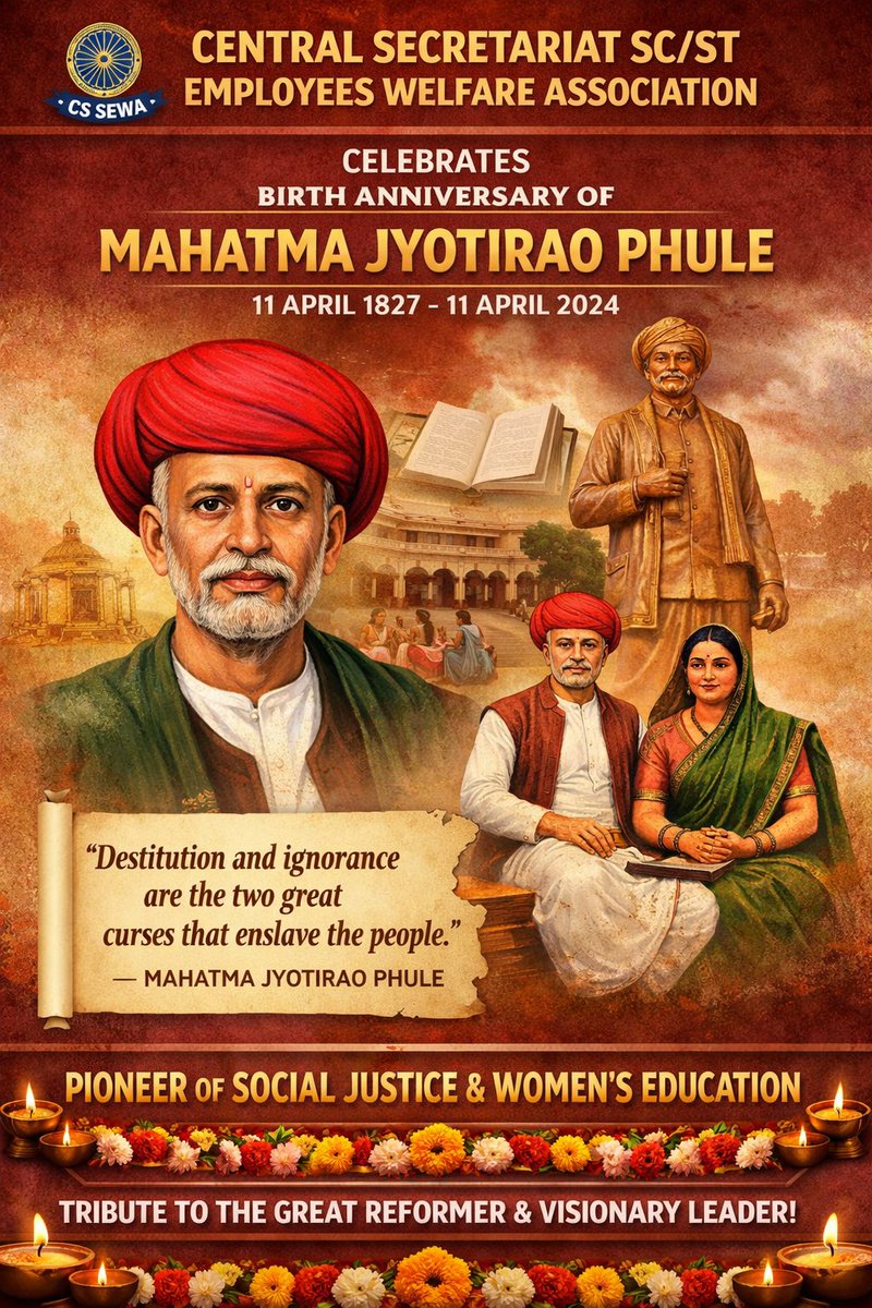 CS_SCSTWelfAsso's tweet photo. Greetings on the birth anniversary of Mahatma #phule https://t.co/vdKuVFMTDj