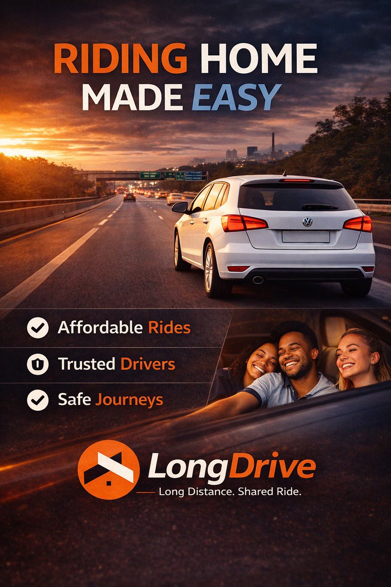 LongDriveSA's tweet image. Riding home just got easier. 🚗🔥

Affordable rides.
Trusted drivers.
Real journeys.

LongDrive is coming back…
#LongDrive #TravelSmart #SouthAfrica