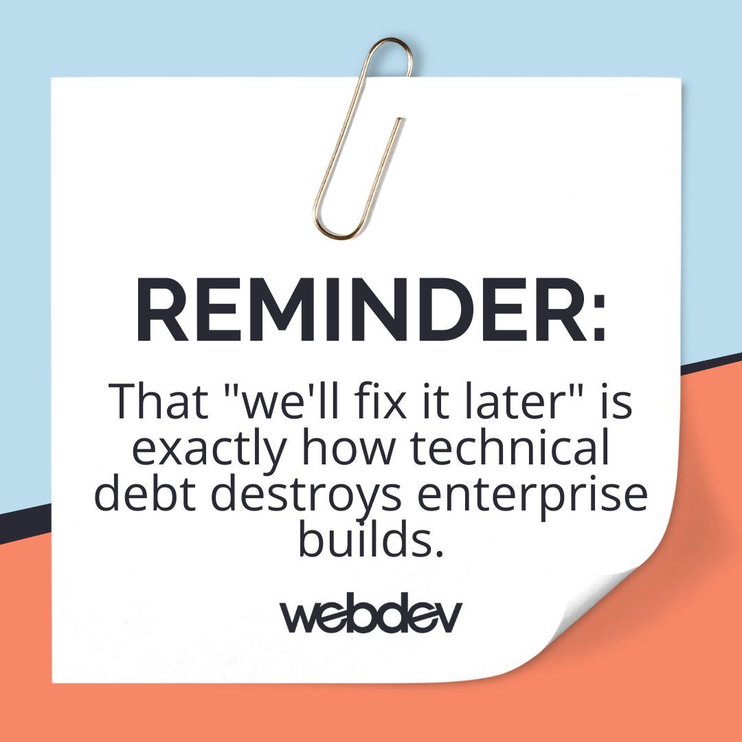 webdevstudios's tweet image. Racing toward a deadline and slapping a band-aid on a complex architectural problem is not solving the problem. In the enterprise space, clarity beats speed. Stop solving the same problem ten times and start building repeatable systems. 

 #EnterpriseWordPress #WebDevelopment