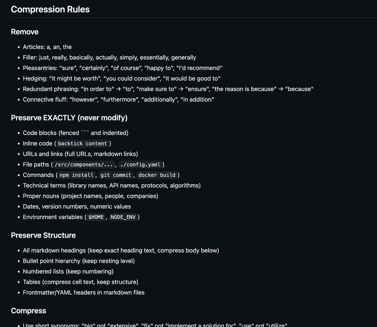imsedhu's tweet photo. Claude is billing you for every word it says. Even the unnecessary ones.

Every time Claude replies with "I'd be happy to help you with that" — that's 8 tokens you paid for.
"The reason this is happening is because" — 7 more tokens gone.
"I would recommend that you consider" — another 7.

Add that up across 100 Claude Code sessions a week.

I've been using caveman — a Claude Code skill that strips all the filler from responses while keeping 100% of the technical accuracy.

Same fix. 75% fewer tokens. 🪨

The before/after is wild:

Normal Claude: "The reason your React component is re-rendering is likely because you're creating a new object reference on each render cycle..." — 69 tokens

Caveman Claude: "New object ref each render. Inline object prop = re-render. Wrap in useMemo." — 19 tokens

Install is one line:
claude install-skill JuliusBrussee/caveman

Then just say "caveman mode" or /caveman to activate it.

Code blocks still come out clean. Technical terms stay exact. What dies: pleasantries, hedging, and filler openers that LLMs love padding responses with.

Anthropic bills per token. Caveman gives you a 75% discount on output. 💰

If you're using Claude Code heavily — this one's worth 5 minutes of your time.

#ClaudeCode #DeveloperTools #AI #TokenOptimization #BuildInPublic