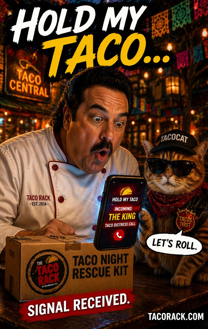 TacoRack's tweet photo. Somewhere… a taco needs help.
#HoldMyTaco https://t.co/LFgb4GTZSf