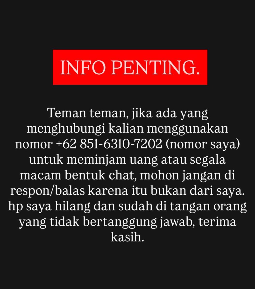 #zonaba guys no bisnis aku sudah tidak aman. mohon jangan di balas jika ada customer aku yg di hubungi.