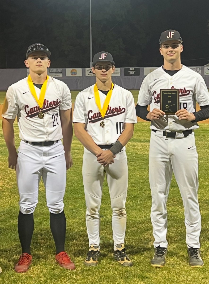 JFcavsbaseball's tweet photo. Congrats to the following for earning All Tournament honors at the 2026 Tarboro Easter Classic. Well deserved men!! 
@Charleston2027 All tournament OF
@MistrettaJack All tournament P
@IsaacElder93143 Tournament MVP
#teamoverme https://t.co/YobM6rpGVH