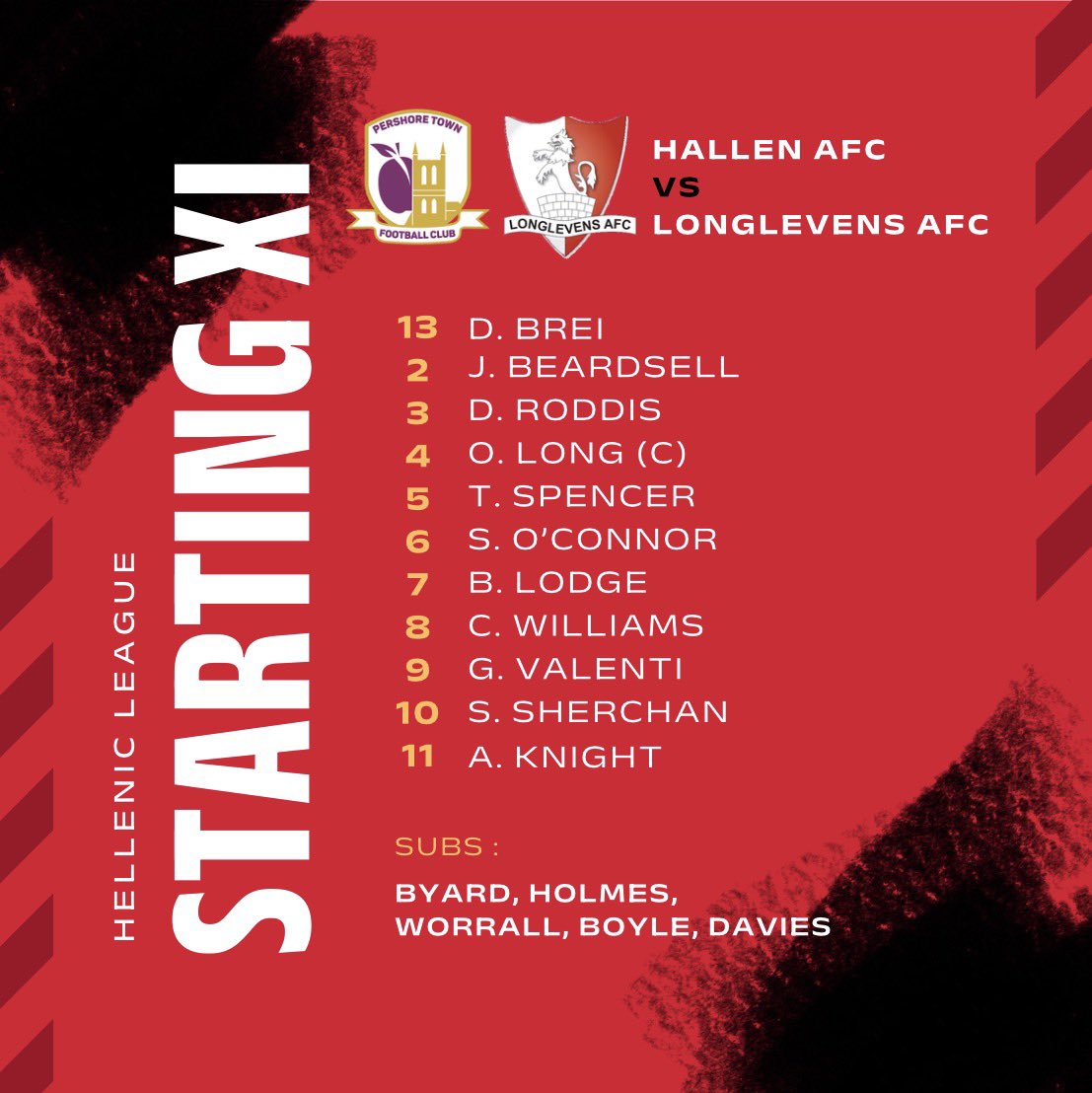 longlevensafc's tweet photo. 🔢 - Here’s how we line up to face Pershore.

#UpTheLevens 🔴⚫️ https://t.co/ZKQYdwhd8l