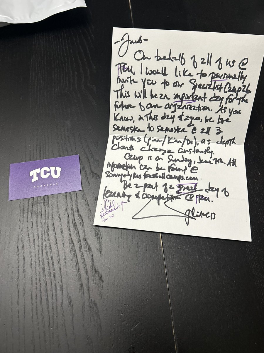 Jacob_luepann's tweet photo. Thank you to @MTommerdahl for the personal written letter! Can’t wait to come out there and showcase what I can do!

@HKA_Tanalski @EdgewaterFB @coachpsb @TCUFootball @TommyWhitted @kt_recruiting @redford_jones19 @KohlsKicking 
@DylanBarnas @shanee_mc https://t.co/IM4IxfKjRI