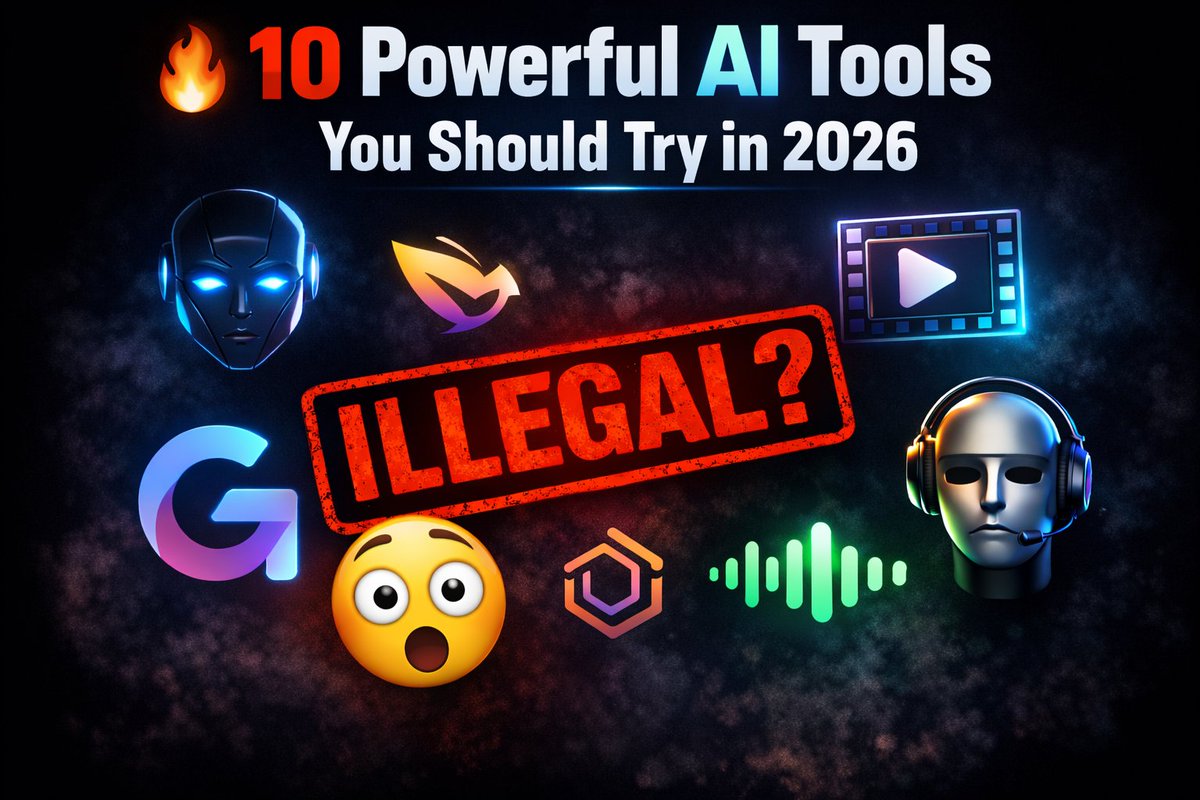 yourtechgirl24's tweet image. 🧵 10 Powerful AI Tools You Should Try in 2026

( Feel ILLEGAL 😳)