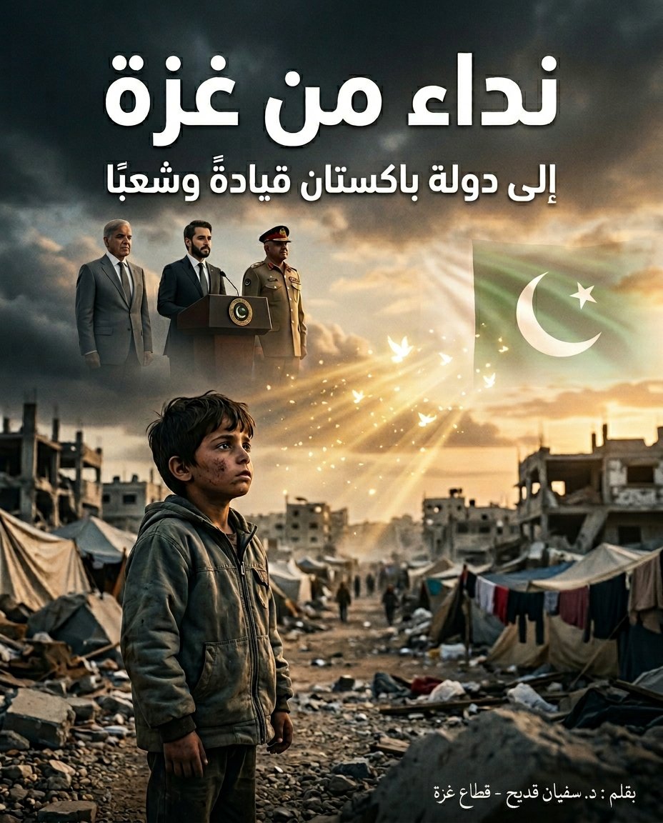 غزہ کے مجاہدین اور مرابطین کی جانب سے پاکستان کی عسکری قیادت کے نام ایک خط ۔ 
اپ تمام دنیا کے مسلمانوں خصوصا فلسطین کے مسلمانوں کی نگاہیں پاکستان کی جانب ہیں۔۔ 

پاکستان کی حکومت سے اپیل

ڈاکٹر سفیان قدیح - غزہ پٹی

غزہ پٹی پر تین سال سے زائد متواتر عسکری کارروائیوں کے باعث
