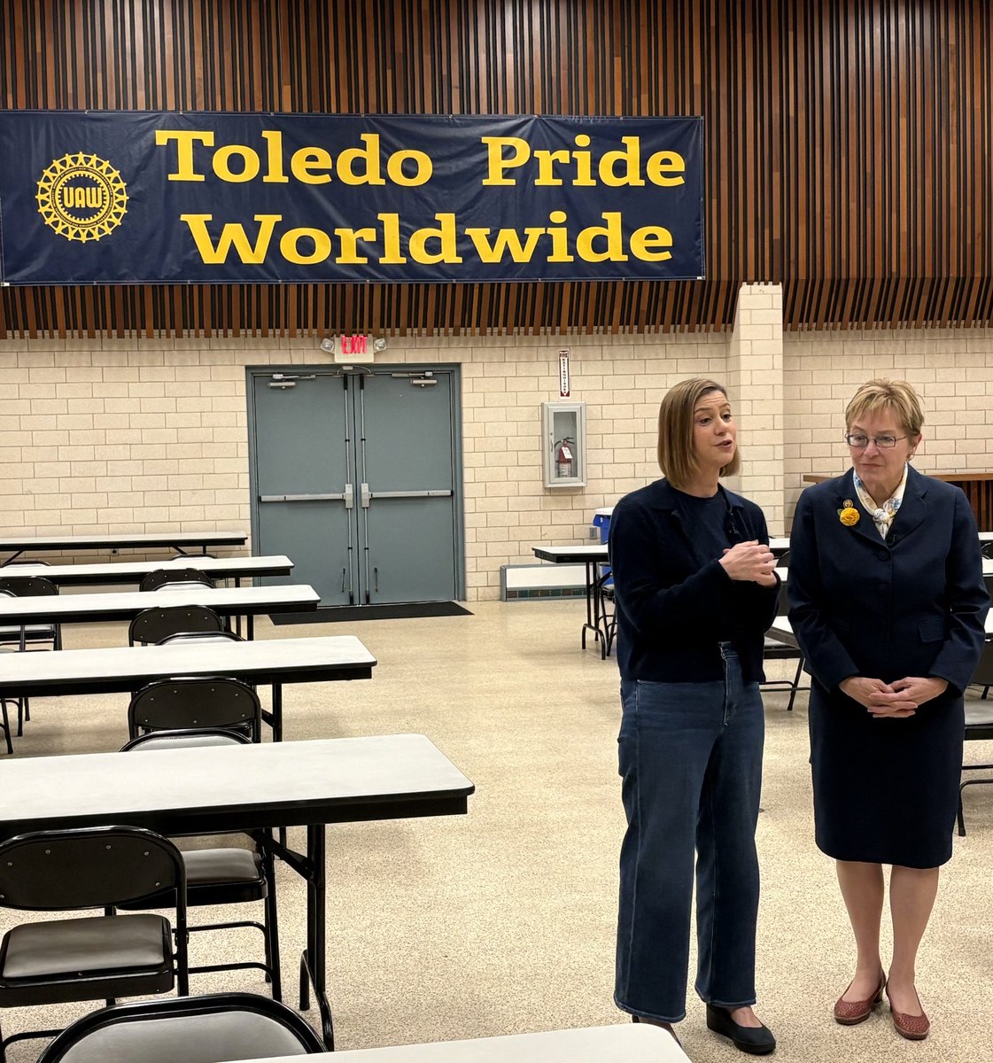 ElissaSlotkin's tweet photo. Such a treat to campaign for the OG @Marcy_Kaptur in Toledo at historic @UAW Local 12. Marcy is an institution in Northwest Ohio, for good reason. She’s a proven fighter, an independent thinker, and tough as nails. https://t.co/IEAky5AHRD