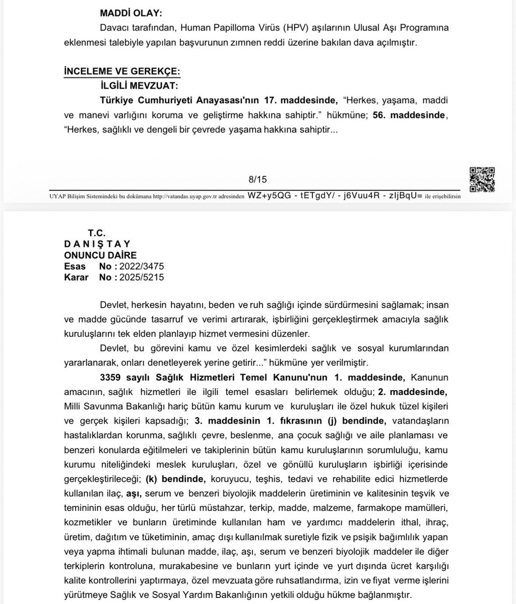 canım arkadaşım <a href="/ilaydaonerr/">İlayda Öner</a> HPV aşısının ulusal aşı programına alınması konusunu Danıştay’a taşımıştı.

Danıştay’dan emsal karar geldi, HPV aşısının ücretsiz olmasını haklı buldu!