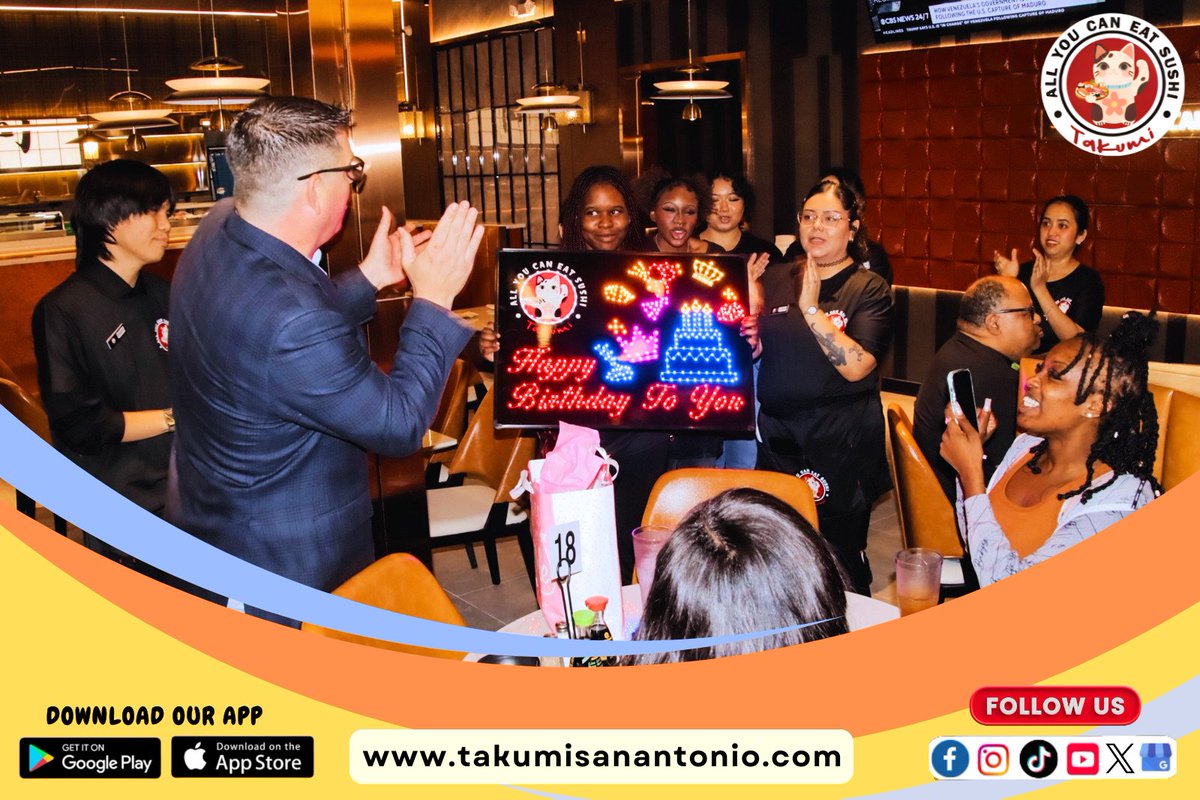 TakumiRest14294's tweet image. Celebrate Your Special Moments with Us 🎂🍣

Book your celebration today or visit us and make memories that last!

#CelebrateWithUs 🎉
#BirthdayVibes 🎂
#GoodTimes 🍽️
#SushiLovers 🍣
#MemorableMoments 😍