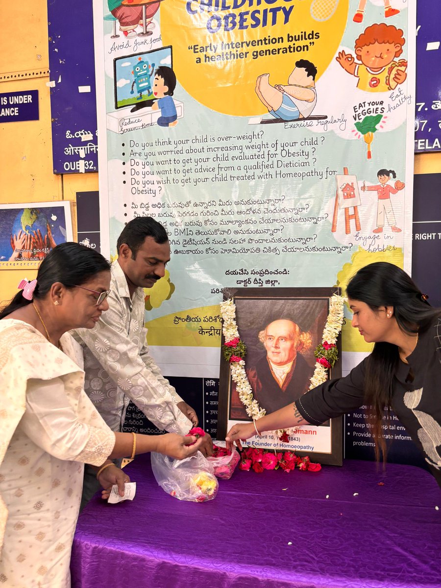 #WorldHomoeopathyDay2026
#homoeopathyforsustainablehealth 
#WHD2026
#rrihhyderabad 

On the occasion of World Homoeopathy Day 2026 (10th April), the doctors and staff of the Regional Research Institute - Homoeopathy, Hyderabad paid tribute to Master Samuel Hahnemann.