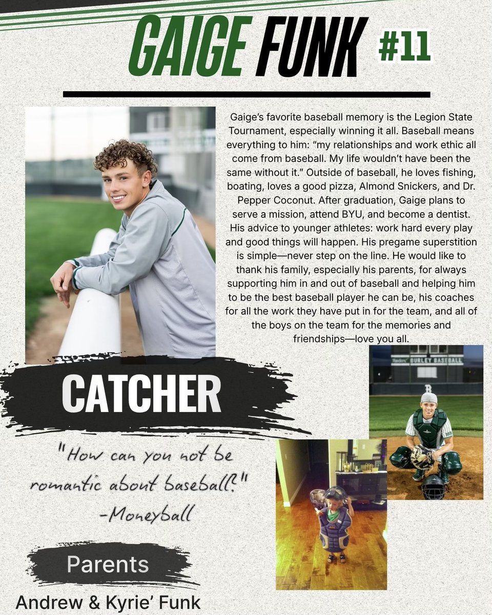 BurleyBaseball's tweet photo. #11 Gaige Funk

Senior Day is here for Burley Baseball! ⚾️

Today we honor a group of seniors who have shown dedication, toughness, and pride every time they’ve stepped on the field. This program is better because of you.

Come out and catch the doubleheader today. https://t.co/jYOFnoa0aq