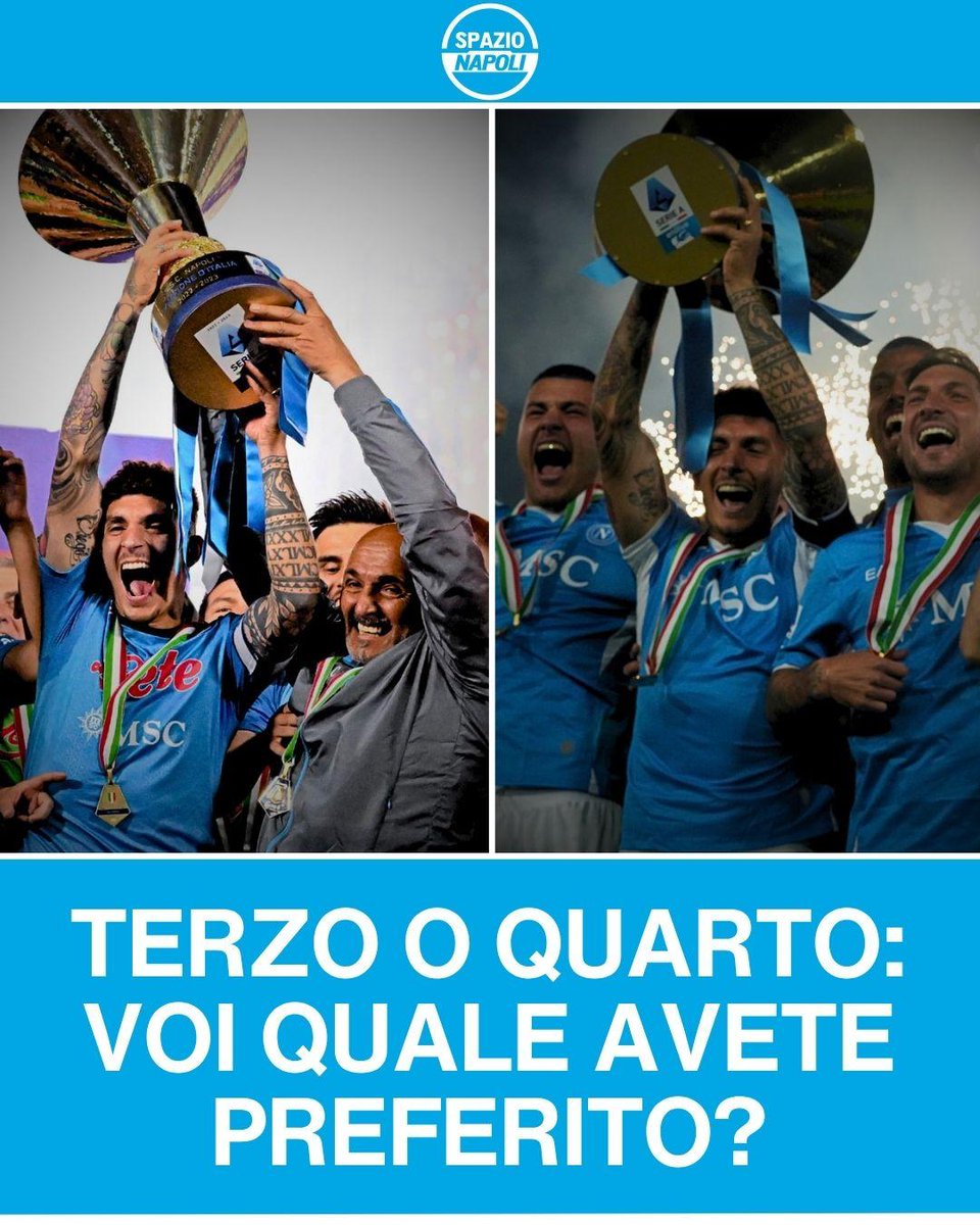 Spazio_Napoli's tweet image. Aurelio De Laurentiis non ha dubbi: al terzo Scudetto arrivato nel 2023 ha preferito il quarto arrivato nel 2025 🏆

E voi? Quale avete preferito? 👇

#sscnapoli #delaurentiis #scudetto