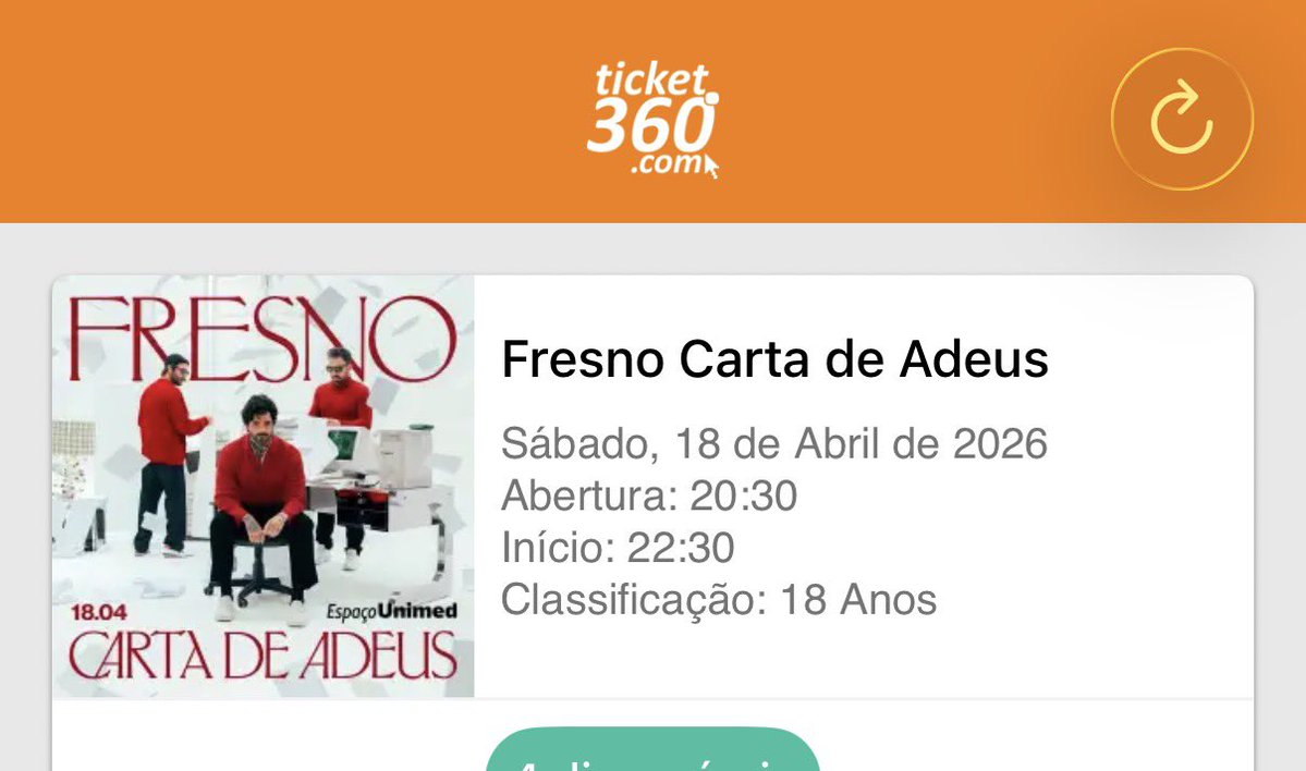 franciiele's tweet image. Vendo 2 ingressos Pista Comum Solidária pro show da Fresno Carta de Adeus no Espaço Unimed dia 18 de Abril
R$120 cada 

#fresno #cartadeadeus