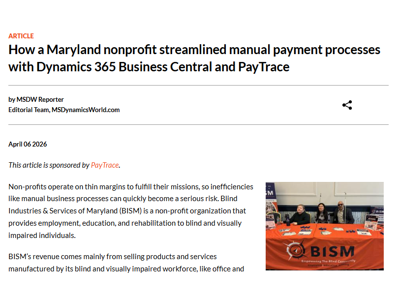 msdynamicsworld's tweet image. How a Maryland nonprofit streamlined manual payment processes with #Dynamics365 Business Central and PayTrace. 
msdynamicsworld.com/story/maryland…