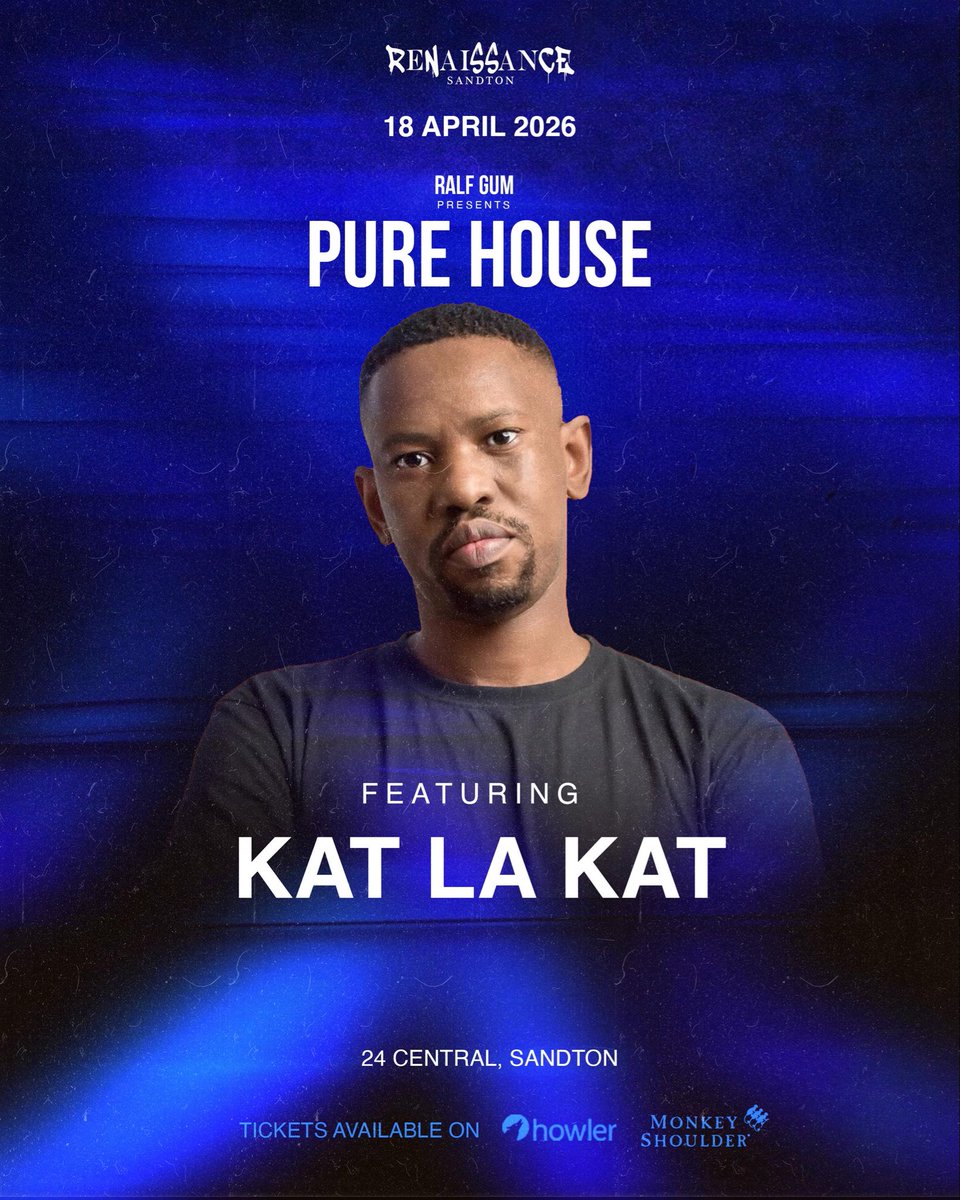 RalfGUM's tweet photo. I N 
 
one week – 18 April 2026 – Pure House with a dangerous line-up containing 4 of my favourite spinners in the country. Come thru for our monthly clubnight at Renaissance, Sandton. Tickets on Howler. https://t.co/fjzk5jrHdd