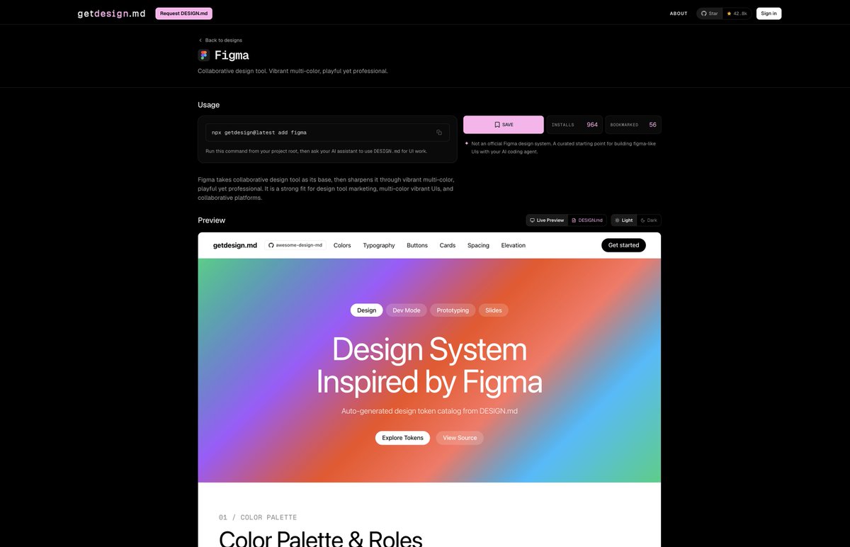 SuguruKun_ai's tweet image. Claude Codeを使ってデザインしてる人は必見。
有名企業62社の「デザインシステム」を
たった1コマンドで参照できるツールが出てきた...
ㅤ
「npx getdesign add stripe」
ㅤ
これだけで、あのStripeが使ってる
色、フォント、余白、ボタンの角丸、
レスポンシブルールまで