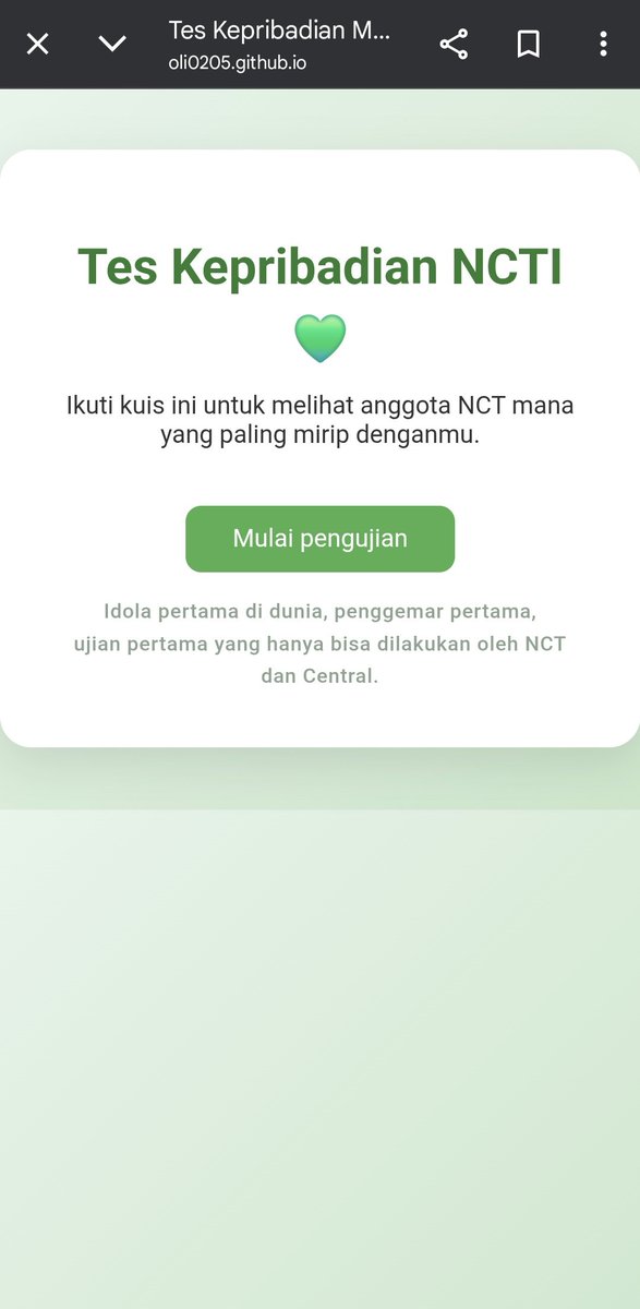 apdlelxk's tweet photo. Iseng main NCT Personality Test, ga expect hasilnya dapet Jeno😱
Bener kata orang kalau bias itu mirip kita, bias wrecker itu tipe kita

Link personality testnya: https://t.co/I6fcVmtwIi
Btw webnya pake bahasa china, tapi bisa ditranslate https://t.co/CJwwGJisab