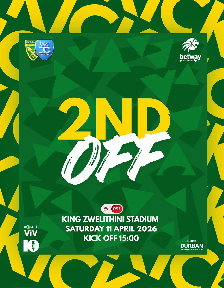 goldenarrowsfc1's tweet image. 2ND HALF 

Last 45 minutes of play left. Lets see what the next 45 minutes has in store

Lamontville Golden Arrows 1️⃣ - 0️⃣ Durban City 

#10betgoldenarrows #sthendeway #greenandgold