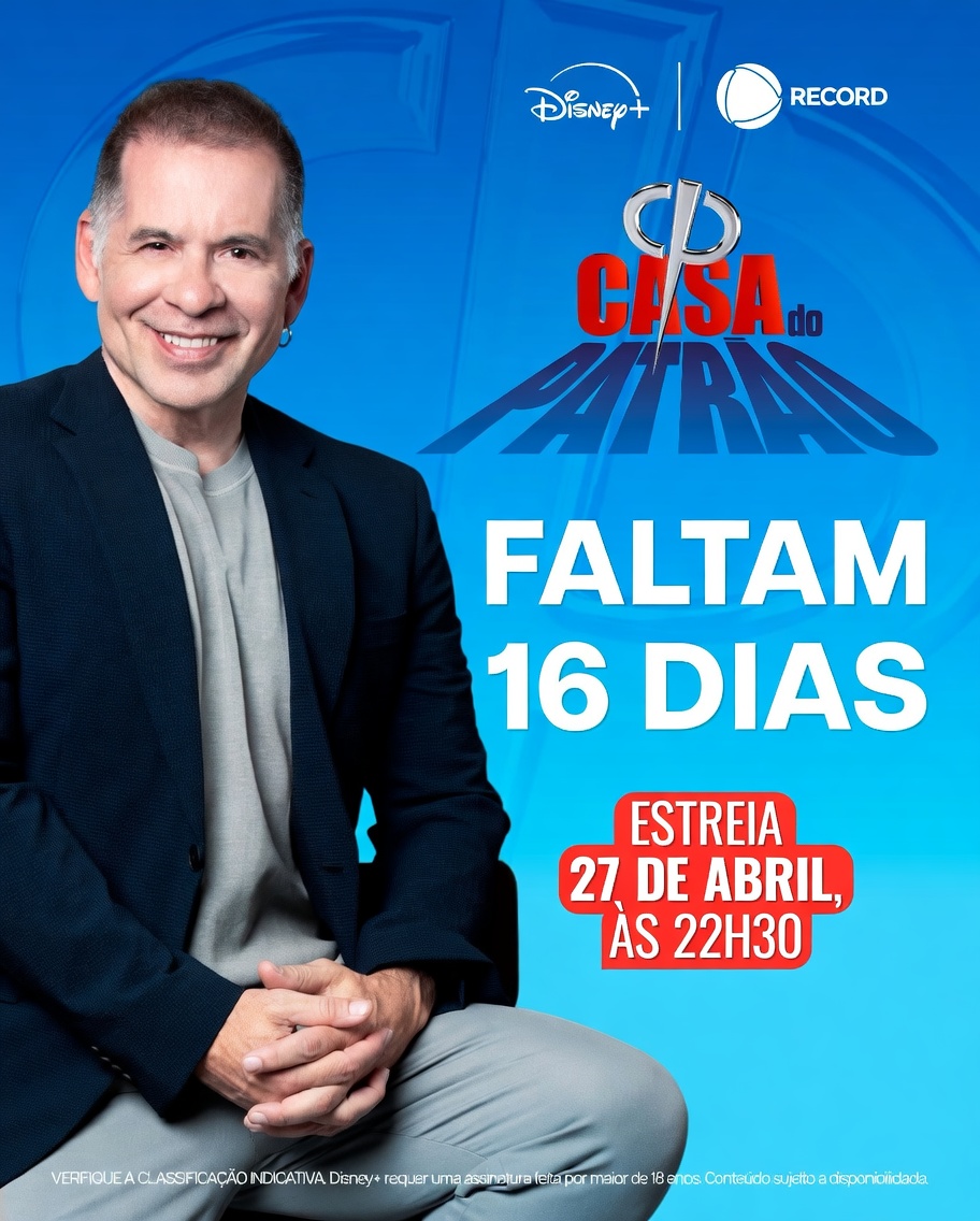 patraocoments's tweet image. 🚨Dia 27 de abril estreia #CasaDoPatrão. 🚨

Acompanhe tudo no @DisneyPlusBR e o programa de estreia às 22h30 na tela da #RECORD.

Câmeras liberadas desde a entrada dos participantes na casa.🎥