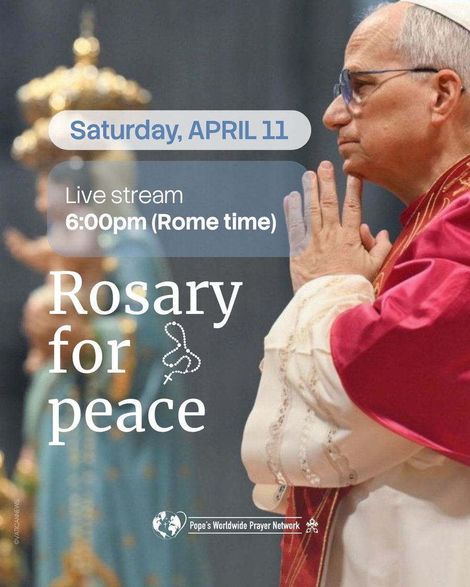clicktopray_en's tweet image. Together in prayer for #peace 🙏
The Holy Father asks us to join in #prayer and tells us: "The peace that Jesus gives us is not one that is limited to silencing weapons, but one that touches and transforms the heart of each one of us. Let us be converted to that peace of Christ!"