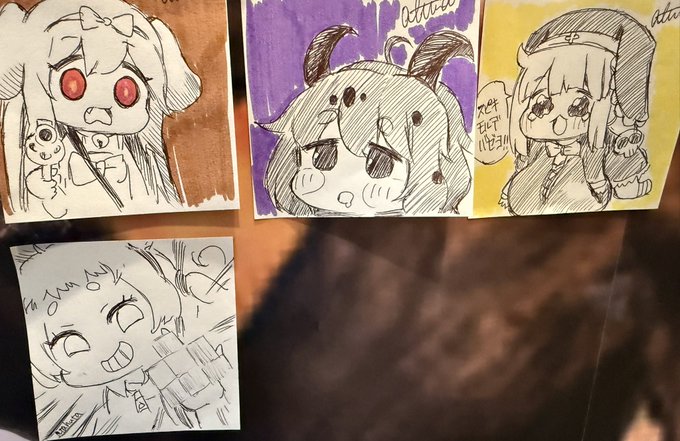 トリッカルのコラボカフェに落書きスペースあったから少し描いてきた✨ 