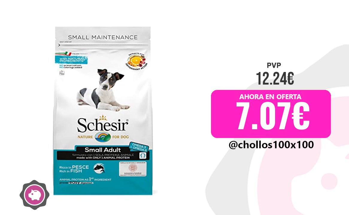 chollos100x100's tweet image. 🔥 CHOLLAZO COMIDA SECO #Amazon | #Productos para animales

✅ Schesir Dry Food for Small Adult Dogs (2 kg Bag)

✨¡Dale a tu peludo lo mejor! 🐶 El pienso Schesir para perros pequeños es 100% natural, sin conservantes ni colorantes. 🌿 Monopr... amz.tf/ISOAmNn