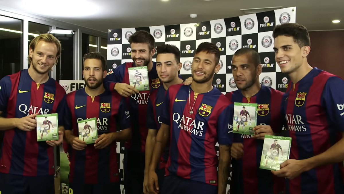 Barca_Archive's tweet photo. FC Barcelona players back in 2014 trying FIFA 15 before the official release date... https://t.co/i7JnSYoN3M