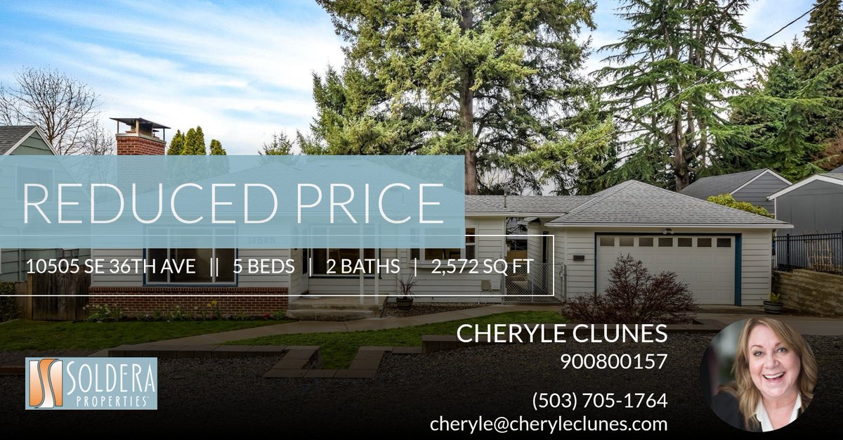 CheryleClunes's tweet photo. 📍 Reduced Price 📍 This recently reduced home at 10505 Se 36th Ave in Milwaukie won't last long, so, don't wait to set up a showing! Reach out here or at (503) 705-1764 for more information!

Helping YOU Make YOUR Real Estate Drea... https://t.co/zmIUClcWpY https://t.co/zbkOi0QOth